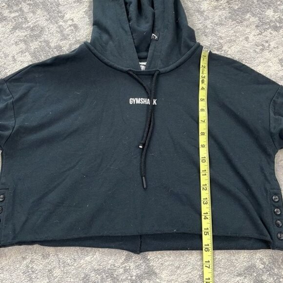 Gymshark Power Down Cropped Hoodie Sweatshirt Black Athletic Lounge Sz S - Picture 7 of 11